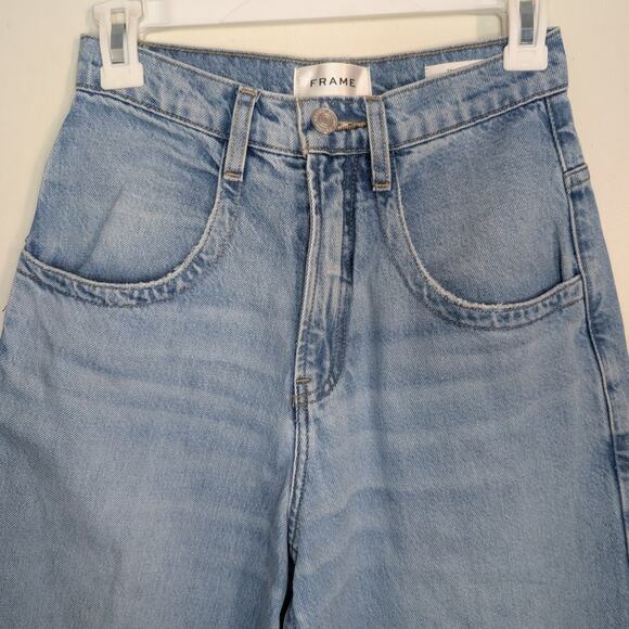 Frame Denim Skater High Rise Wide Leg Loose Fit Jeans in Light Blue Wash Size 23 - Picture 5 of 9